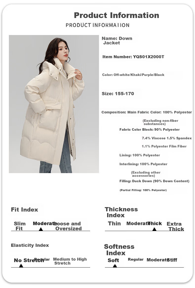 Yalu Women's Mid-Length Down Jacket 2025 Winter Thickened Cold-Resistant Warm Fashion Couple Hooded Coat Female 8