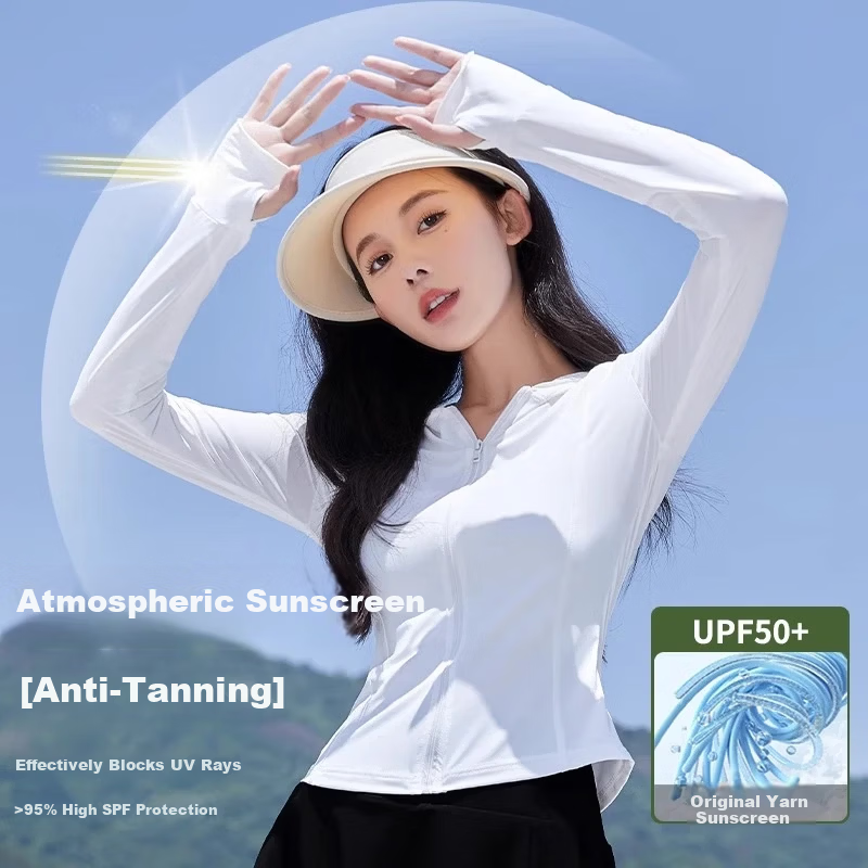 Langsha Women's Slim Fit UV Protection Sun Jacket Summer New Cool Feeling Ice Silk Sunscreen Coat for Petite Yoga
