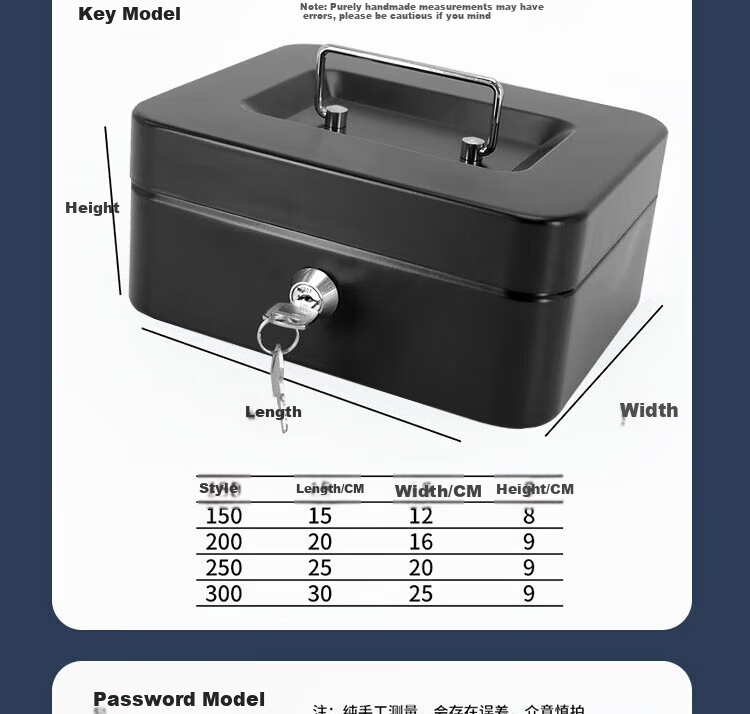 Bingyu BJ211 Portable Lockable Cash Box Safe Toolbox Savings Box 150-Password Black 15*12*8cm 4