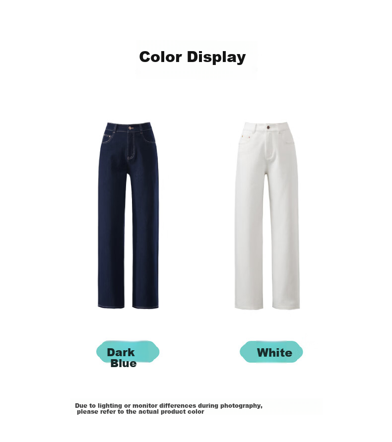 ESE-Y Women's Narrow Wide-Leg Jeans 26 Spring New Stretch Slim Straight Pants Dark Blue 33 23