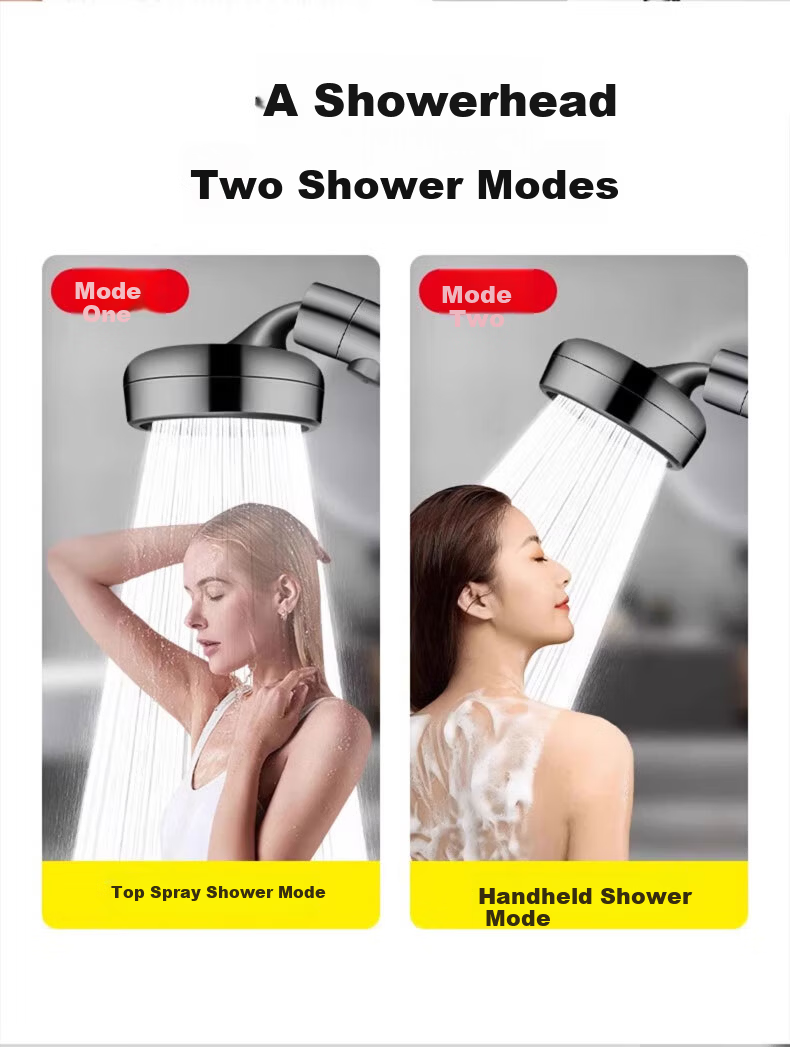 HOMK [Germany] Adjustable Elbow Shower Head Set with Pressurized Top Spray Handheld Shower Head 6