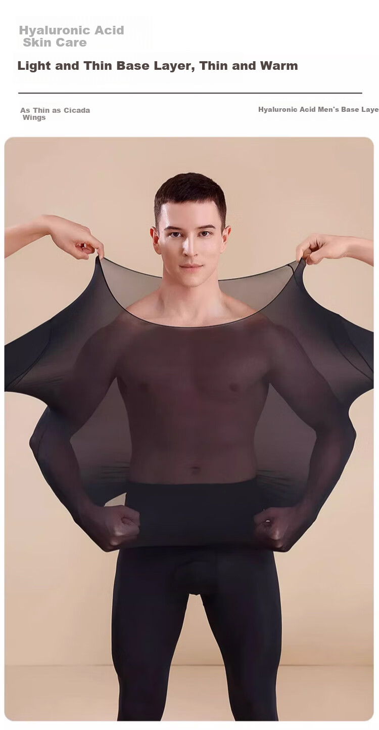 Caiyue Men's Ultra-Thin Seamless Base Layer High Elasticity 10A Antibacterial Infrared Heating Hyaluronic Acid Thermal Underwear Set 2