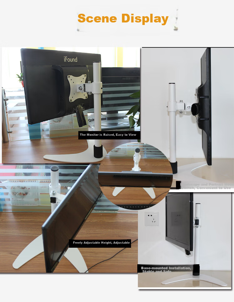 HILLPORT DZ23 White Monitor Riser Stand Desktop Computer Screen Stand Adjustable Rotatable Display Desktop Lift Base 2