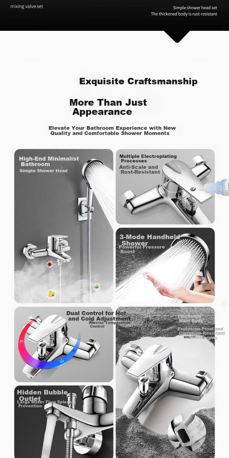 Del 28-Year Brand Shower Faucet Set Simple Mixing Valve Bathroom Hot and Cold Large Water Flow Shower Head 3