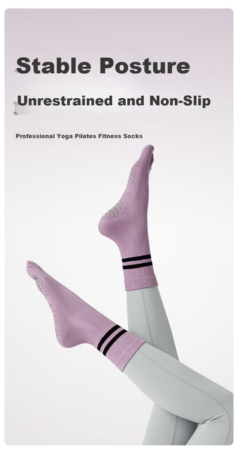Duweike Professional Yoga Socks with Separate Toes for Women, Mid-Calf Length, Non-Slip, Pilates, Beginner-Friendly, Indoor Dance Socks, Gray, 2 Pairs 1