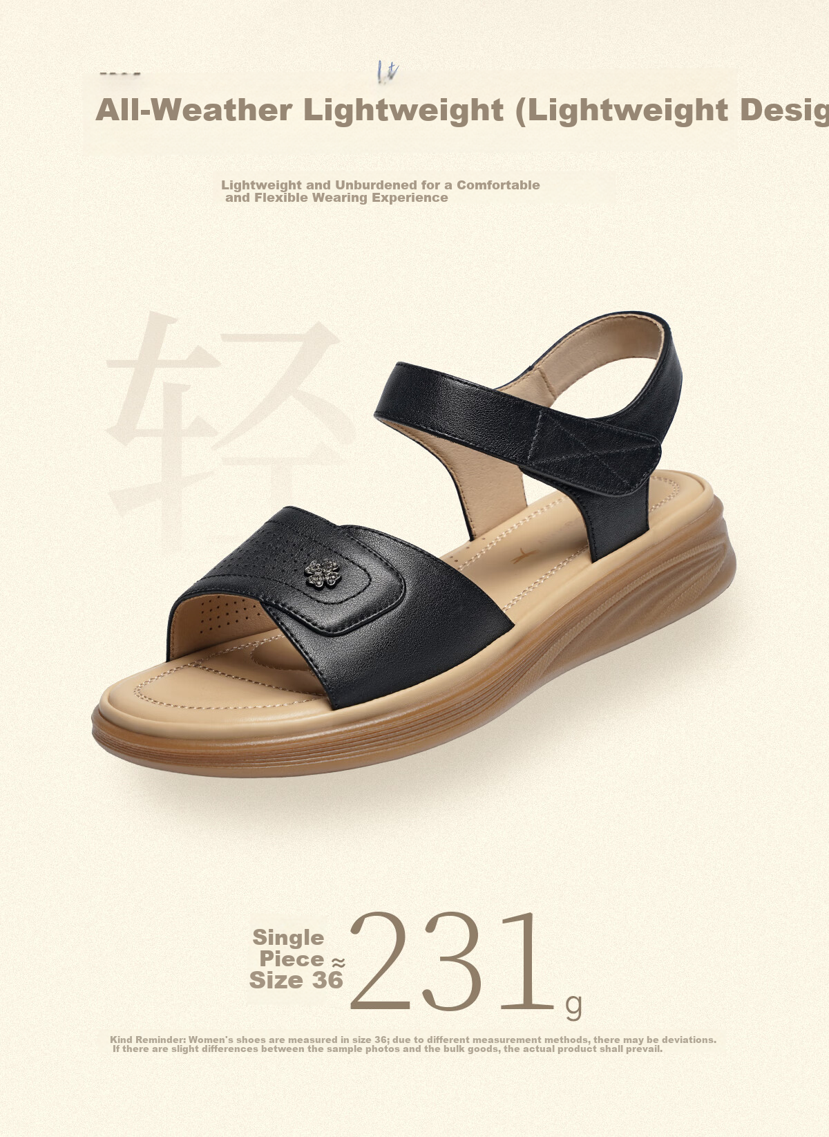 RED DRAGONFLY Mom's Sandals, Summer Women's Shoes, Comfortable Genuine Leather Casual Soft-Soled Middle-Aged And Elderly Sandals WJK26820, Black, Size 35 6