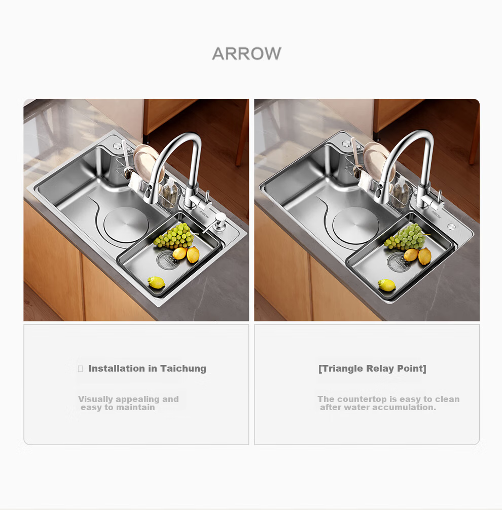 ARROW 304 Stainless Steel Sink, Large Single Basin, Japanese-Style Kitchen Sink for Washing Vegetables And Collecting Food Waste [New Subsidy of 15%] 41