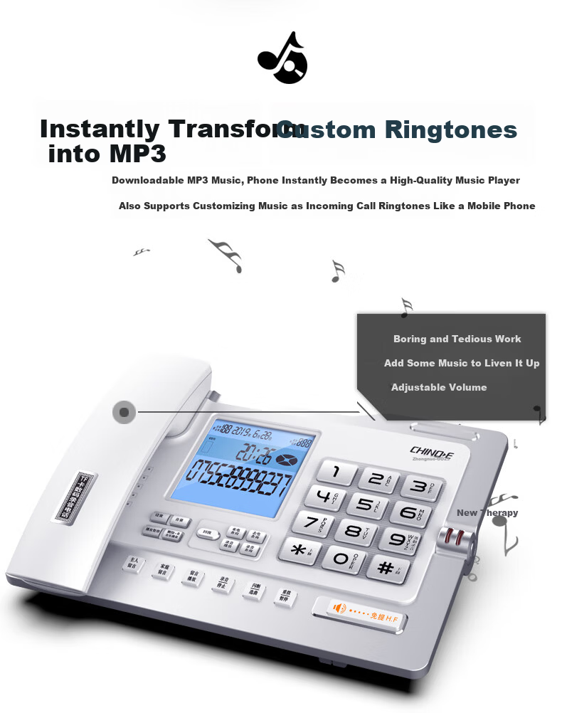 Zhongnuo Recording Landline Phone Smart Automatic Recording 1100 Hours Dual Mode Export Voicemail Hotel Fixed Phone Encrypted G025 Upgrade Version 16GB Card 16