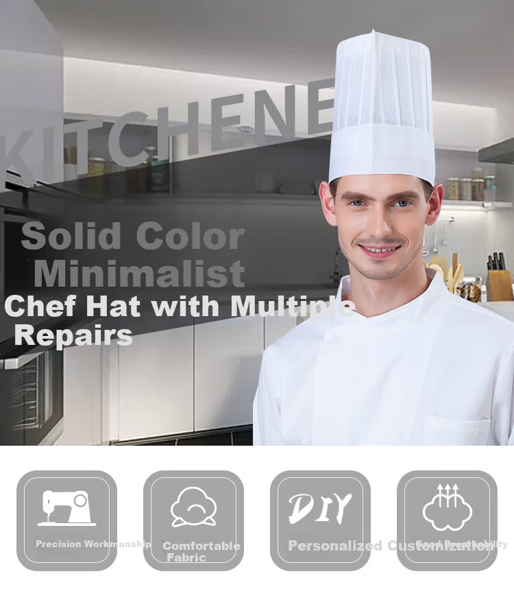 Shangyou Premium Chef Hats Unisex Hotel Mushroom Disposable Kitchen Work Hats Thickened Double-Ribbed White 100pcs 1