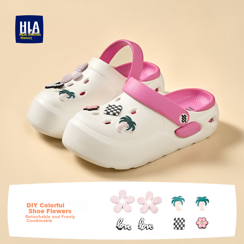 HLA Women's Hollow-out Thick-soled Height-increasing Lightweight Sandals Beach Slippers HDATXW2DDJ006 Pink Size 36