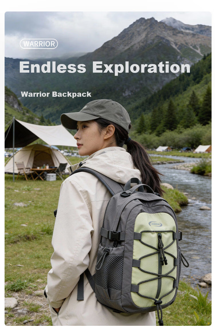 Warrior Sports Bag for Men And Women, Outdoor Hiking Backpack, Large Capacity, Ultra-Lightweight, Portable, Casual Bag, Water-Resistant, Cycling, Trekking, Travel Pack 2