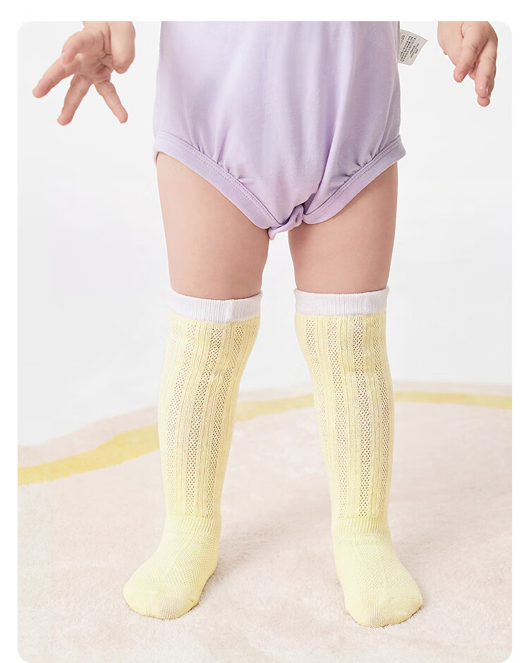 Balabala Baby Socks Summer Mesh Breathable Thin Infant Long Socks Anti-Mosquito Comfortable 3 Pairs Pack 21