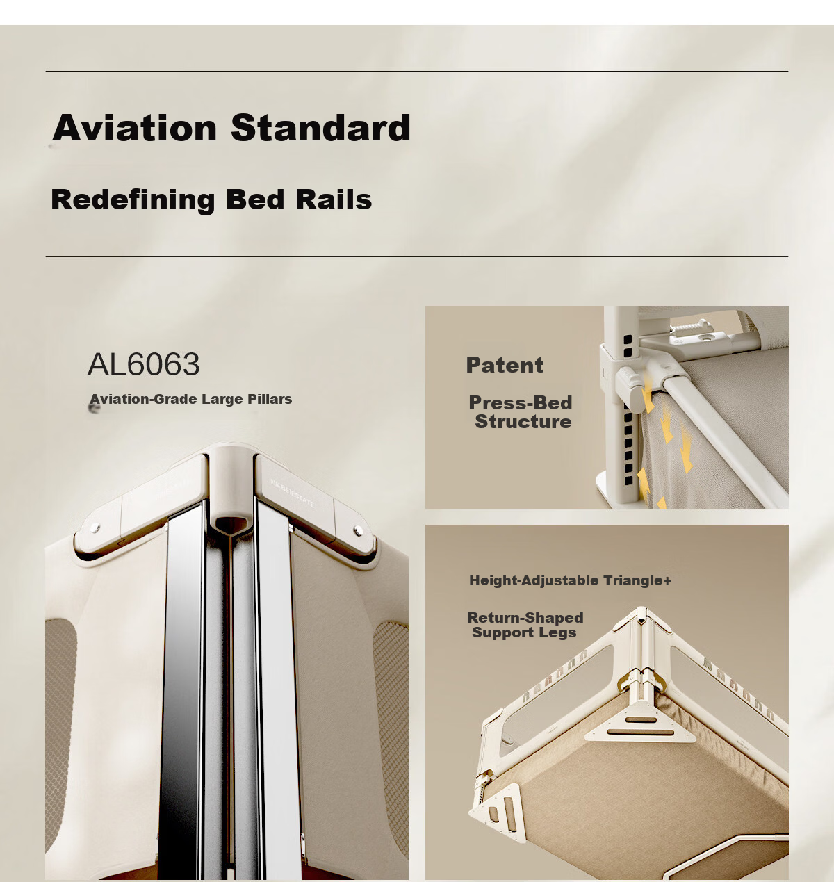 Beiyi Curved Bed Guardrail, Baby Fall Prevention Bed Rail, Bedside Barrier, L-Shaped Support Legs, Beiyi Rainbow Single-Sided Installation, 2m 16
