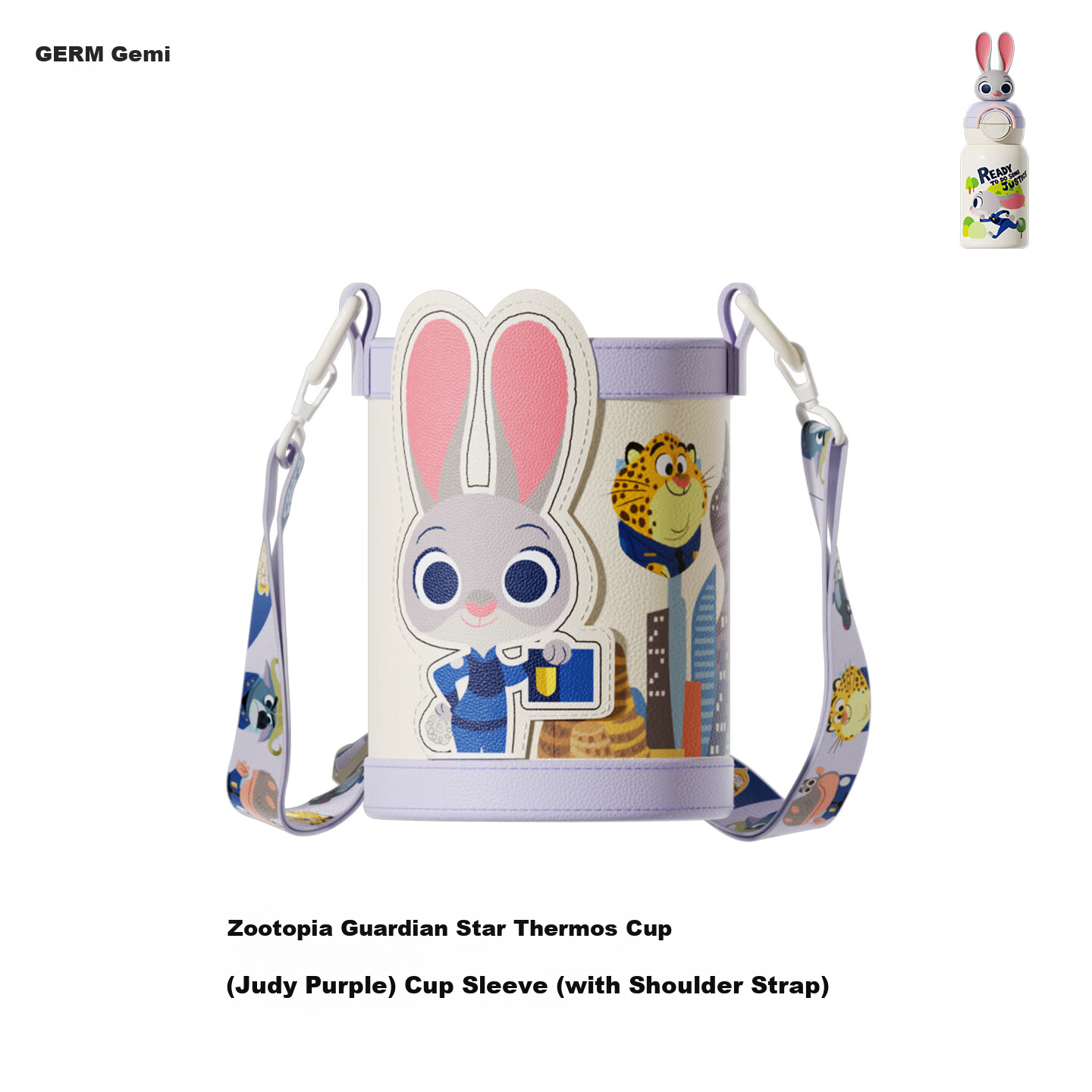 Germ Zootopia Guardian Star Children's Insulated Water Bottle Student Cup Nick Green Cup Sleeve with Shoulder Strap 2
