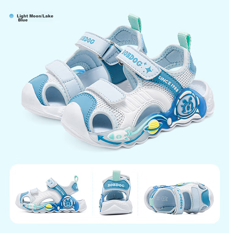 Babu Bean Boys Summer Closed-Toe Sandals Toddler Lightweight Baby Shoes 105352044 Navy Blue/Beige Size 26 7