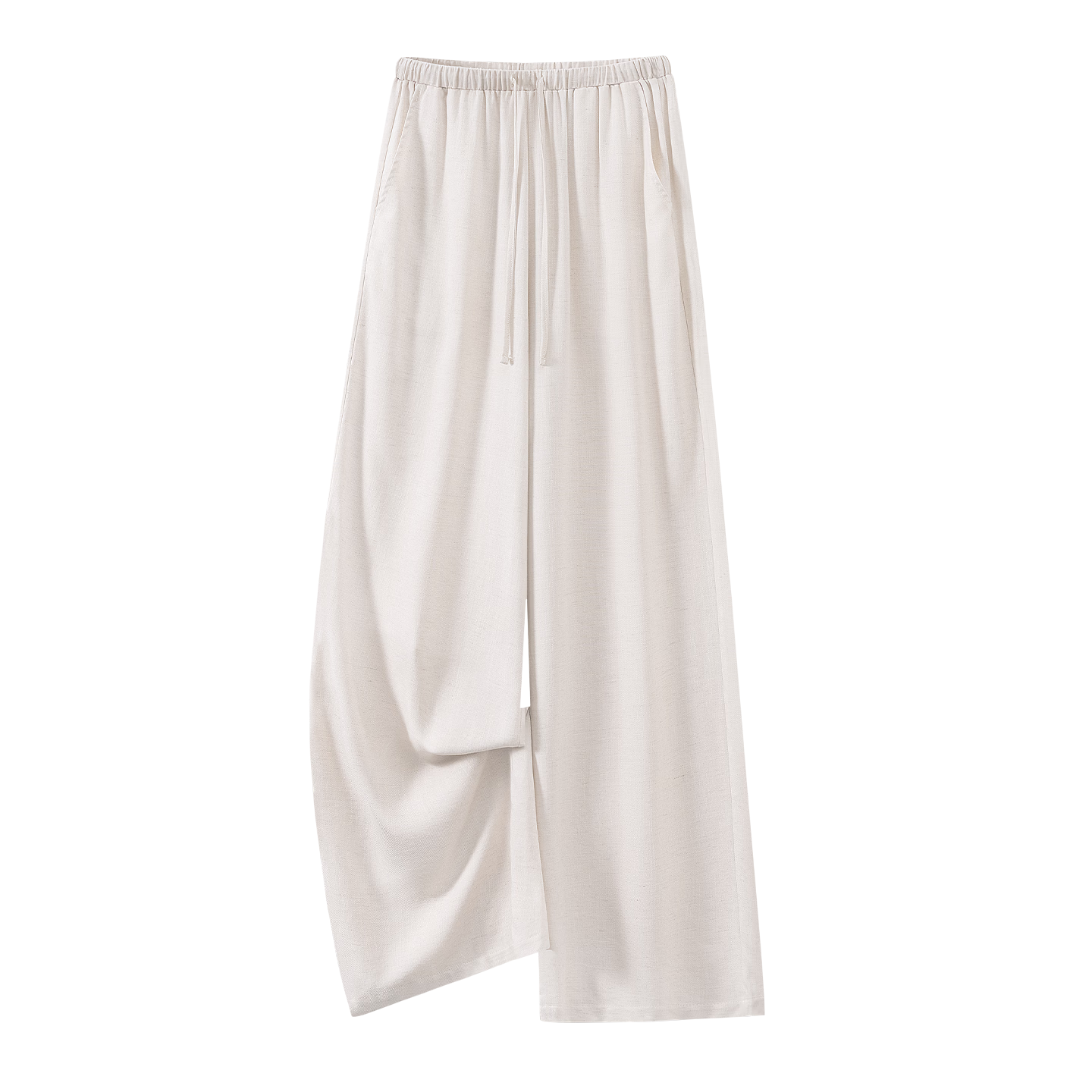 MINISO Women's Linen Wide-Leg Pants 2026 New Summer Thin High-Waist Lazy Style Straight Pants Slim Casual Trousers