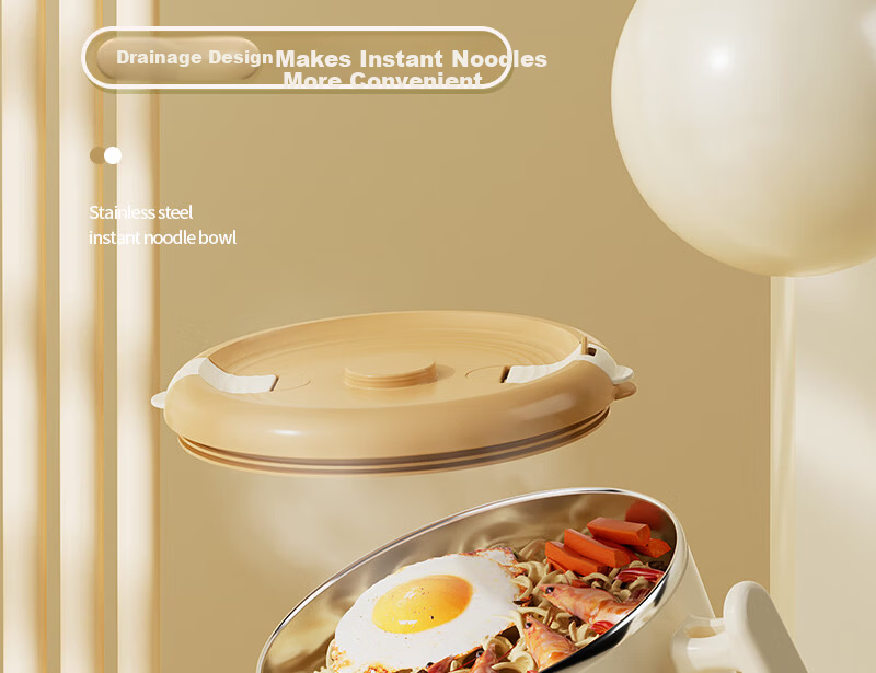 Ymer Large Capacity Stainless Steel Instant Noodle Bowl with Lid and Drainage for Dormitory Students and Office Workers 3