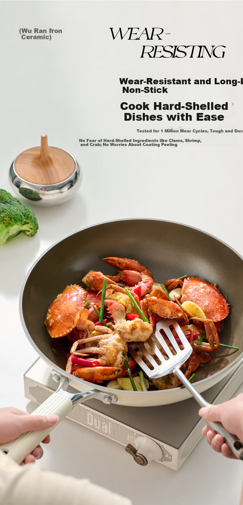 Royalstar Ceramic Non-Stick Stir-Fry Pan Lightweight Titanium Cooking Wok 32CM Compatible with Induction and Gas Stoves 12