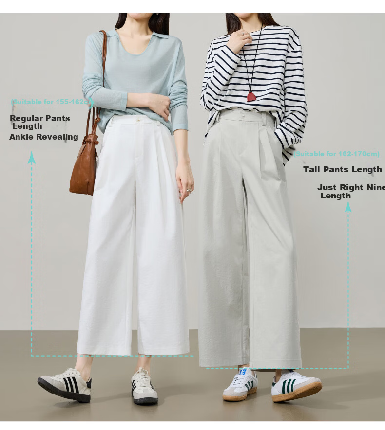 ESE-Y Wrinkle-Resistant Titanium Cotton Nine-Point Straight Wide-Leg Pants for Women 2026 Spring New Draped Casual Pants Navy Blue 27 15