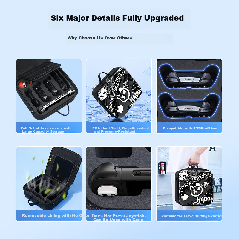 Jemdo Nintendo Switch 2 Full Set Storage Case, Dual Pro Controller Box, NS2 Game Console Accessories, Large Capacity Protective Case, Protective Shell, Tempered Glass Film, Joystick, Portable Base 4