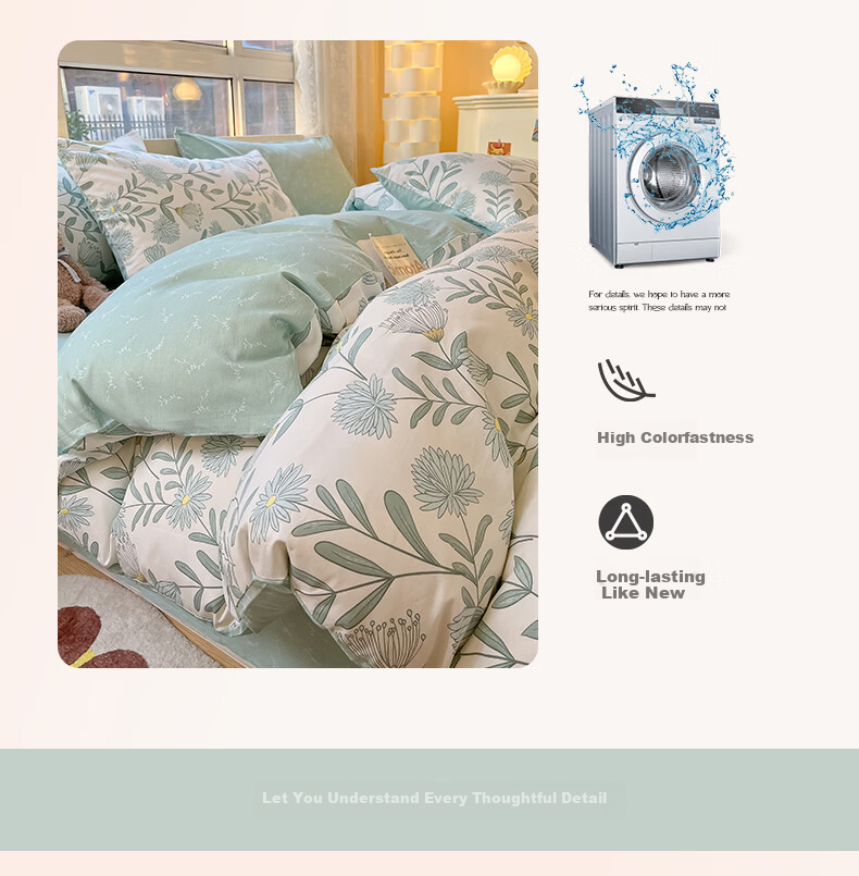 Hongdou 100% Cotton Quilt Cover Single Student Dormitory Cotton Quilt Case Single Full Cotton Quilt Core Cover 200*230cm Floral Cluster 10