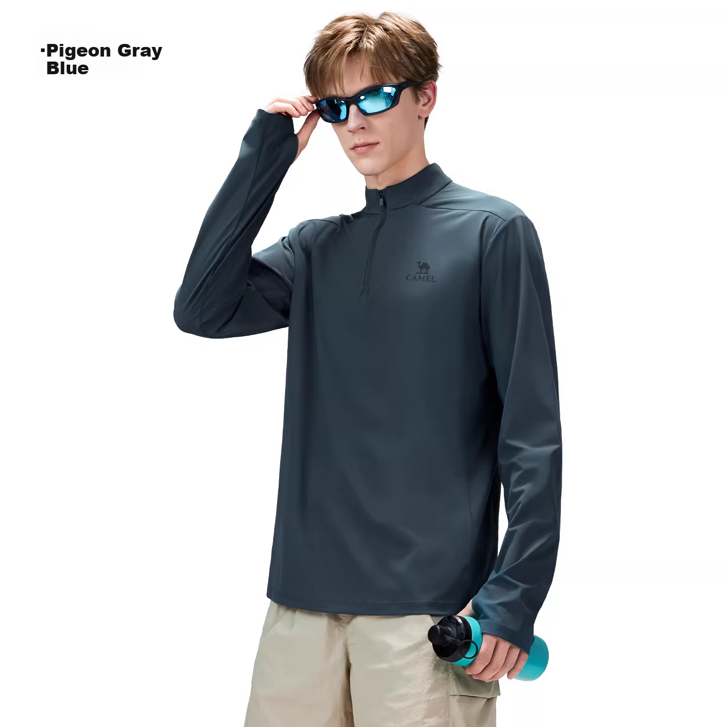 CAMEL Outdoor Quick-Dry T-Shirt Unisex 26 Spring Long Sleeve Stand Collar Stretch Cooling Breathable Sweat-Wicking Sun Protection Top 1051