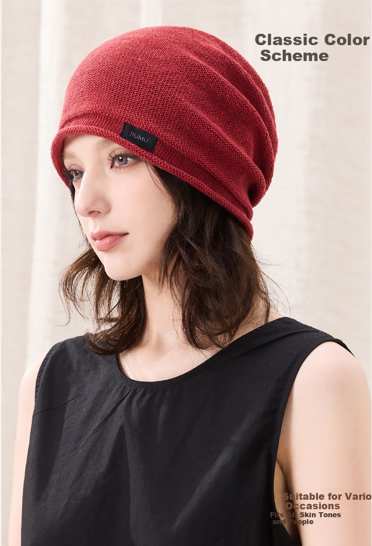 JIUMU Linen Hat Unisex Headwrap Cold Weather Thin Summer Knit Beanie Warm Air Conditioning Cap Maternity Sleep Cap 5