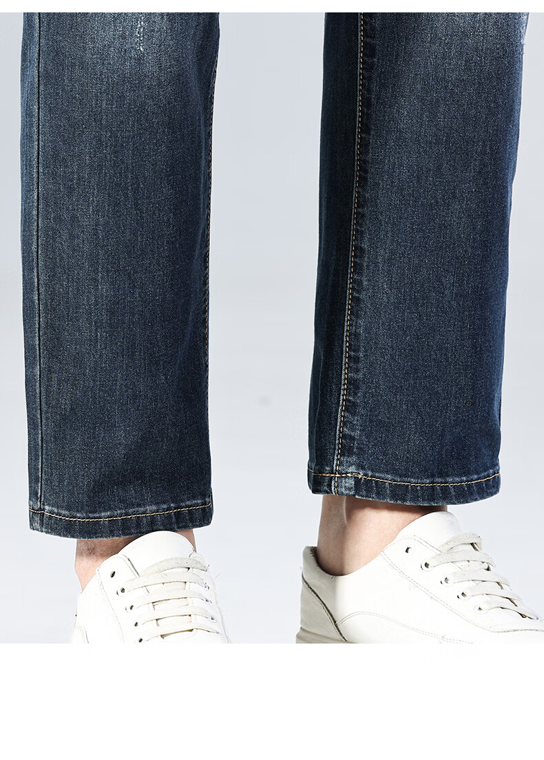 Zengzhi Men's Stretch Denim Pants 9/10 Length Simple Stylish Straight Leg Blue Size 28 19