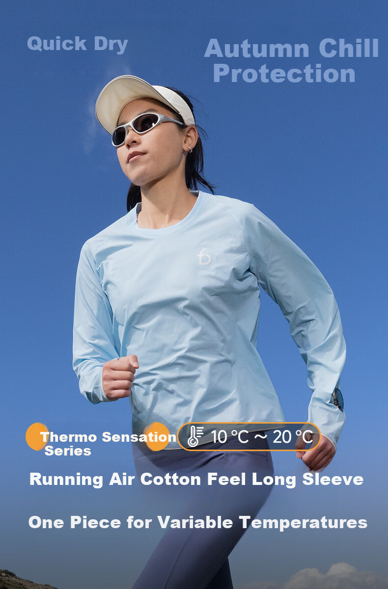 Feibit [Cotton Feel Long Sleeve 2.0] Women's Quick-Dry T-Shirt Autumn Winter Warm Base Layer Breathable Lava Orange S 1