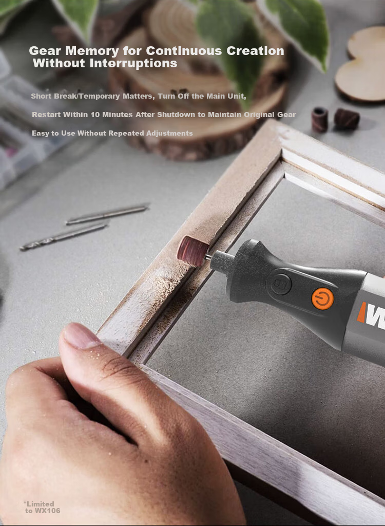 WORX 8V Rotary Tool WX106 Mini Lithium Handheld Cutting Grinding Polishing Engraving Drilling Electric Tool 11