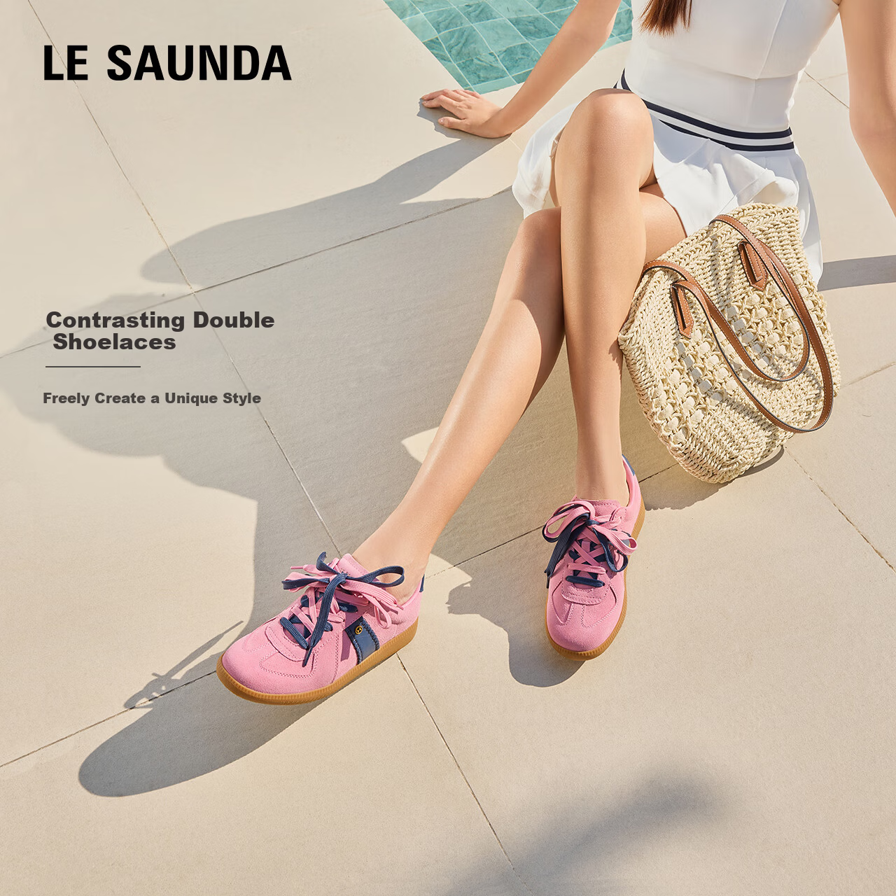 Le Saunda Casual Lace-Up Women's Shoes 6M23901 Almond White + Blue NAS 34