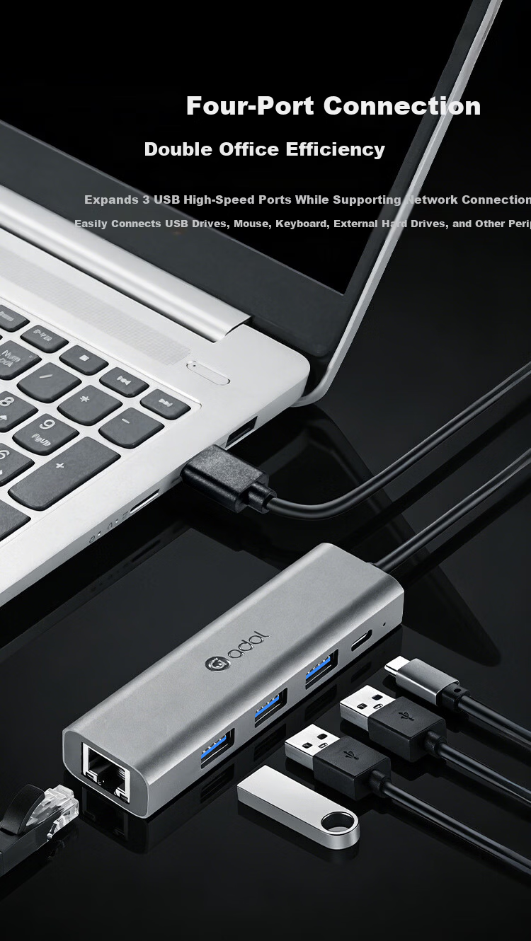 ASUS a USB to Ethernet Adapter USB Dock RJ45 Gigabit Network Cable Converter USB Splitter Laptop Docking Station Extension Cable USB Expander HA501 Gigabit 6