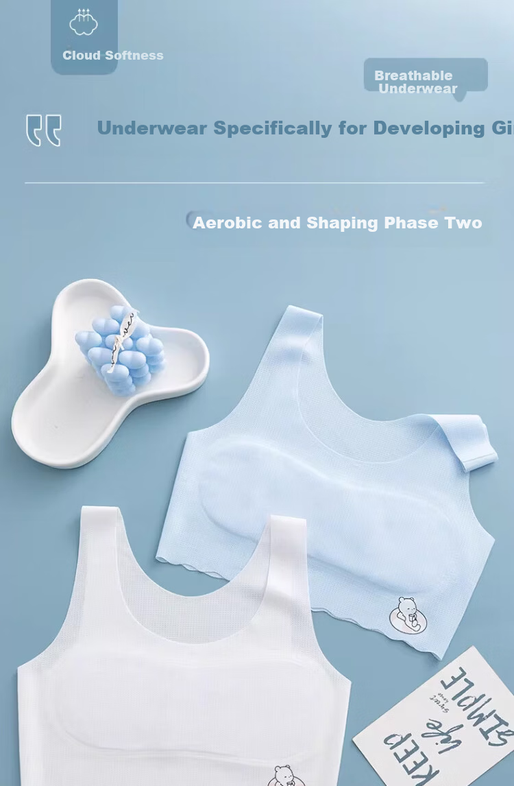 GUJIN Stage One Development Vest Summer Ice Silk Seamless Girls' Underwear Anti-Peek 6-16 Years Old Schoolgirl Children's Innerwear 1