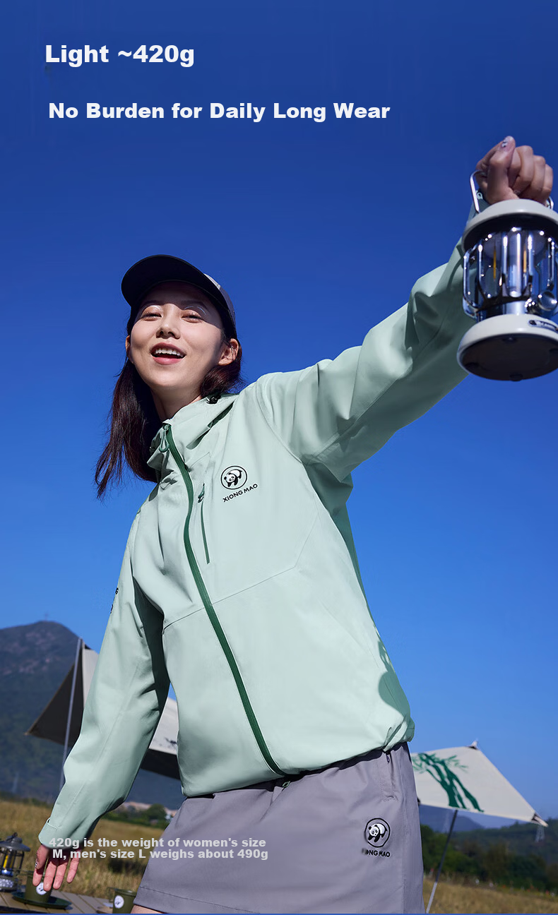 CAMEL Waterproof Breathable Hardshell Hiking Sports Single-Layer Windbreaker Women's Jacket A25BA6LB116, Salt Spray Blue, S 11