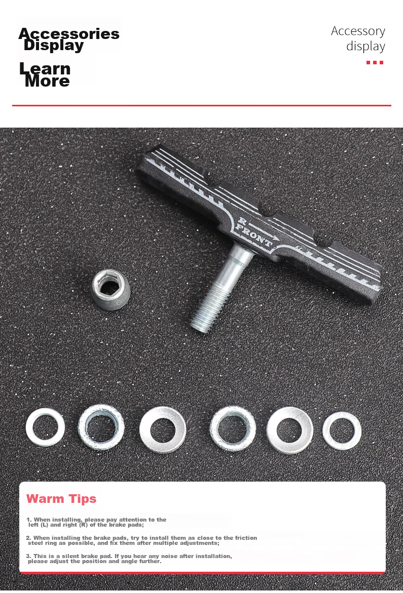 LEBYCLE Mountain Bike V-Brake, Road Bike Brake Pads, Silent Brake Pads, Rubber Brake Pads, Universal Accessories for Giant And Other Brands 6