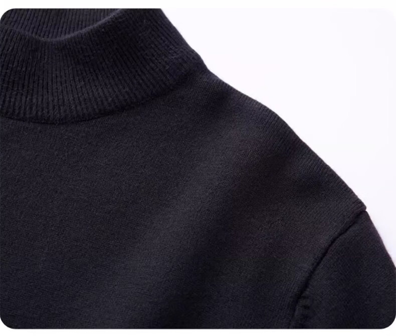 Huili All-Wool Sweater for Men, Autumn And Winter High-End Round Neck Warm Base Layer Knit Pullover, Black, Size L 16