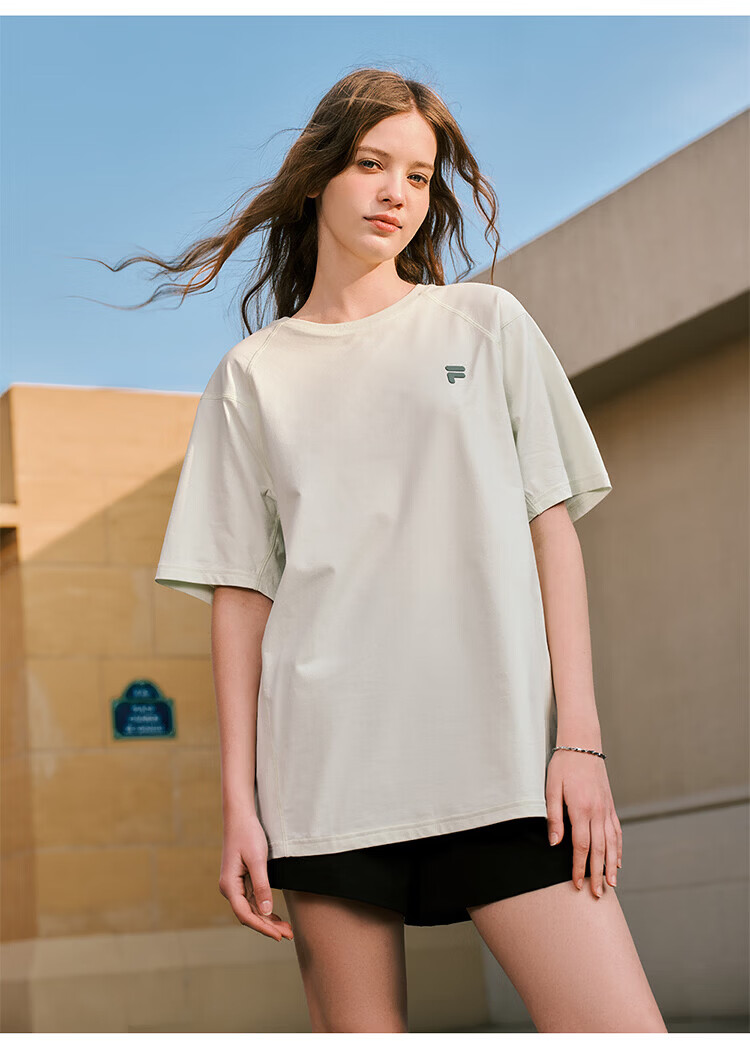 FILA Official Trendy Couple Knitted Dopamine Short Sleeve T-Shirt 26 Summer Quick-Dry Sports Tee 40