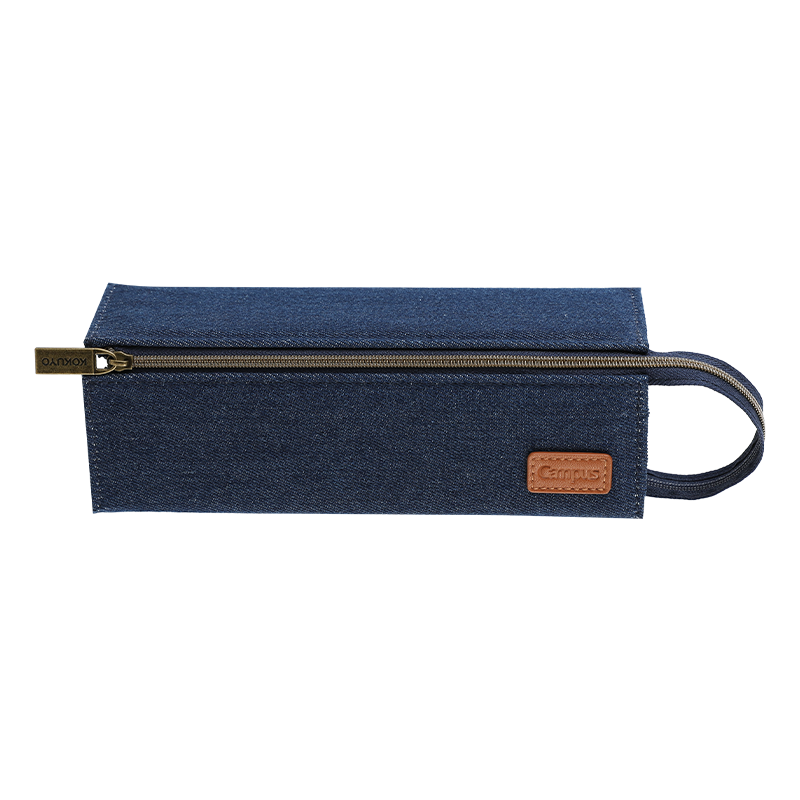 KOKUYO Campus Denim Large Capacity Portable Pencil Case Student Stationery Storage Office Pencil Bag 1 Piece Dark Blue WSG-PCD23DB