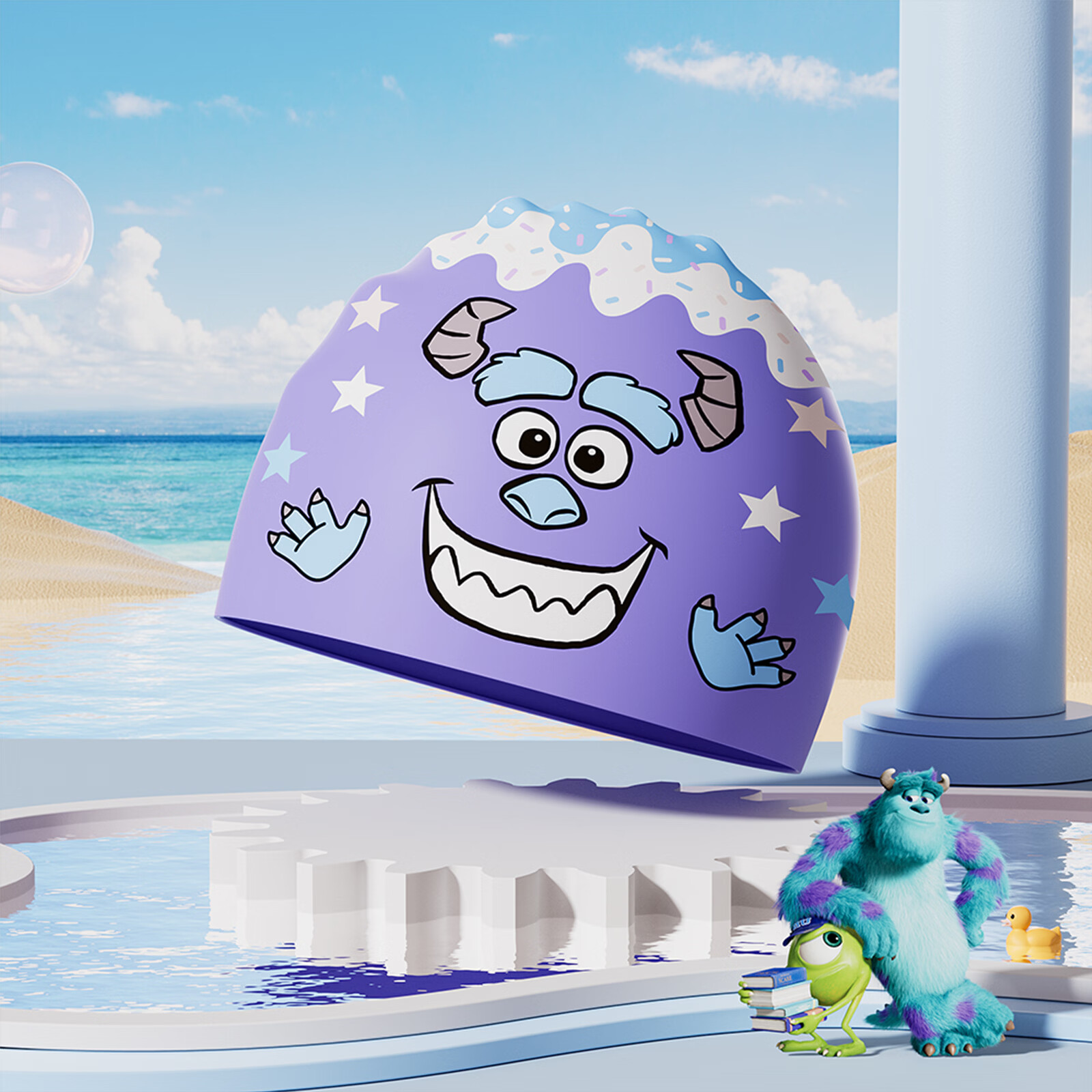 Disney Kids Silicone Swim Cap Waterproof Cartoon Baby Swim Cap D76607S Sulley