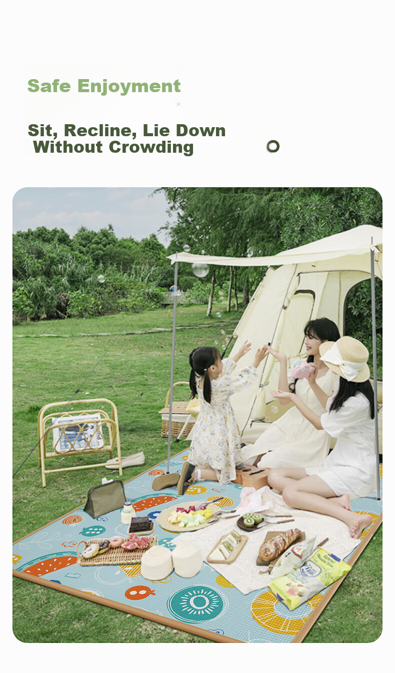 BG-BABYGO Outdoor Waterproof Moisture-Proof Mat Lawn Camping Mat Foldable Portable Insulated Children's Picnic Mat 180*120*0.5cm 5