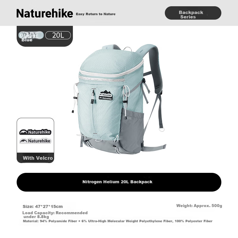 Naturehike Nuoke Helium 20L Ultralight Hiking Backpack Lightweight Outdoor Travel Daypack for Men and Women