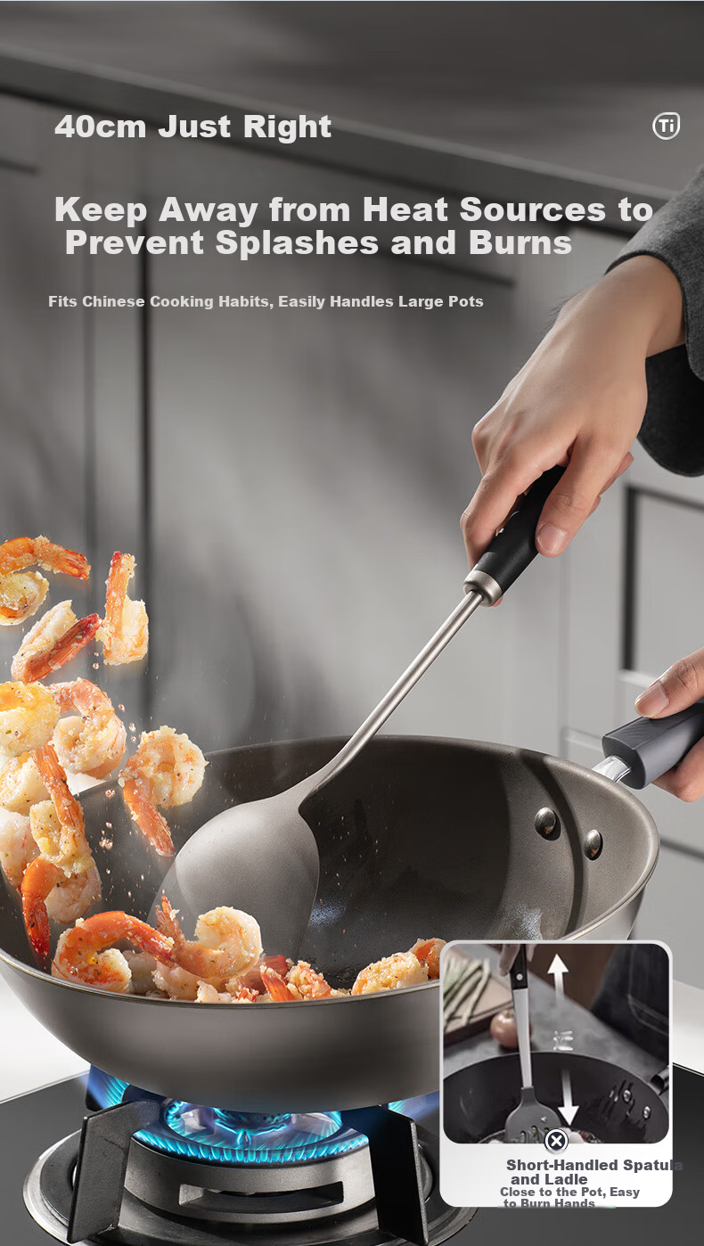 SUPOR 100% Pure Titanium Food Grade Large Soup Ladle Long Handle Thickened Hot Pot Spoon KLB40AX10 8