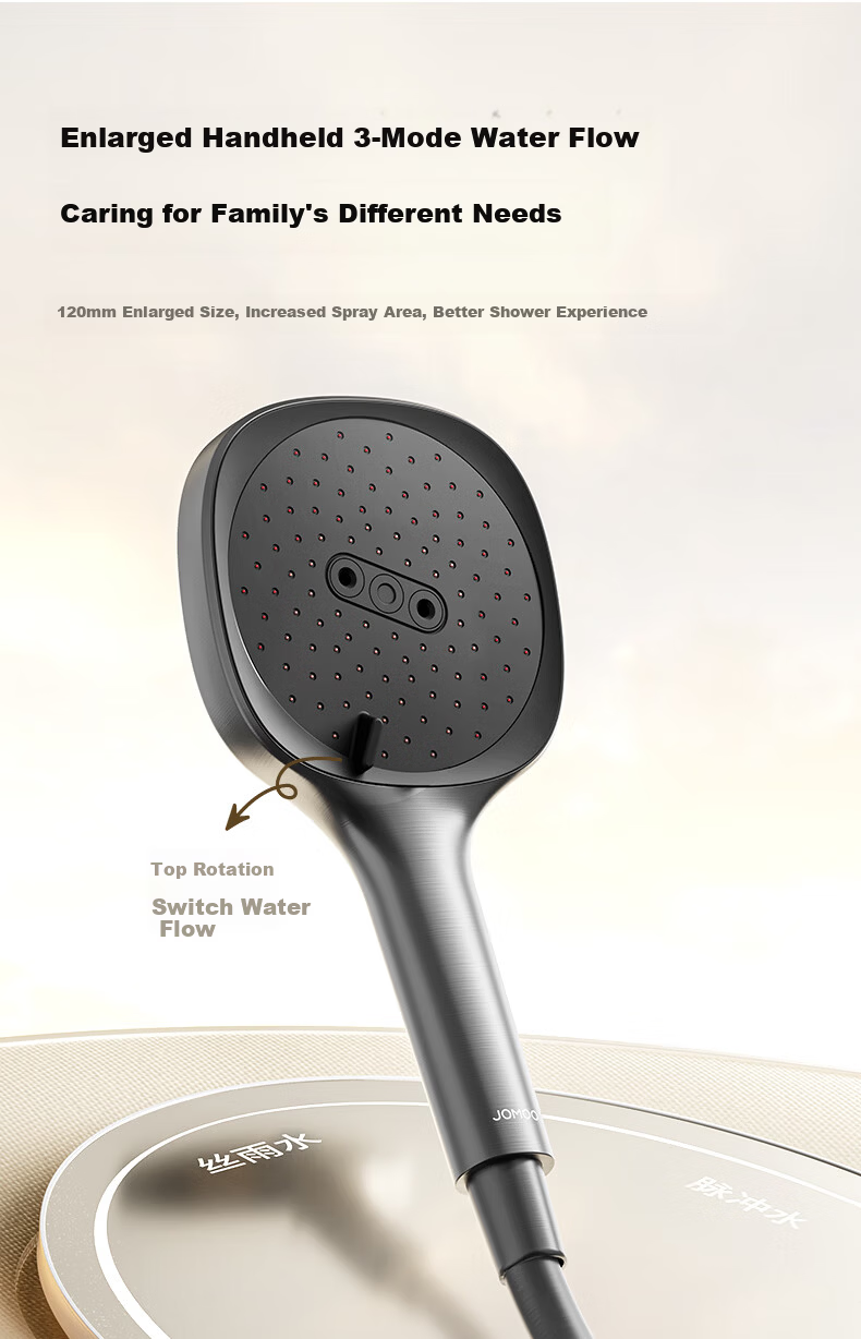 JOMOO Shower Set with Piano Key Massage Spray Gun, Descaling Top Water Spray, Yu Spirit Shower Head 36668-882/1B-1 25