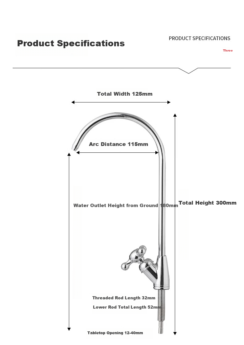 Jingwanhui Water Purifier Faucet American Style Small Curved Single Outlet Household Direct Drinking Machine 2-Point Pure Water Quick-Open Faucet JW1401 13