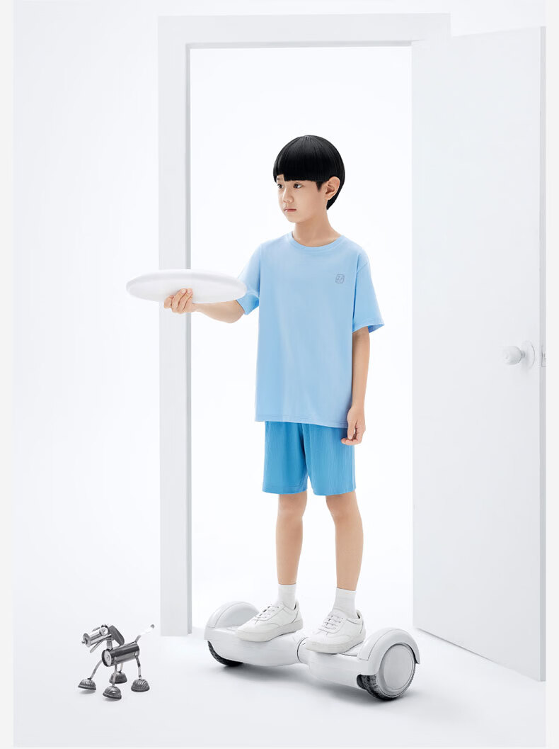 Jiao Nei 300E Kids Seamless 100% Cotton T-Shirt Versatile Short Sleeve Unisex Children's Round Neck Homewear Top 4
