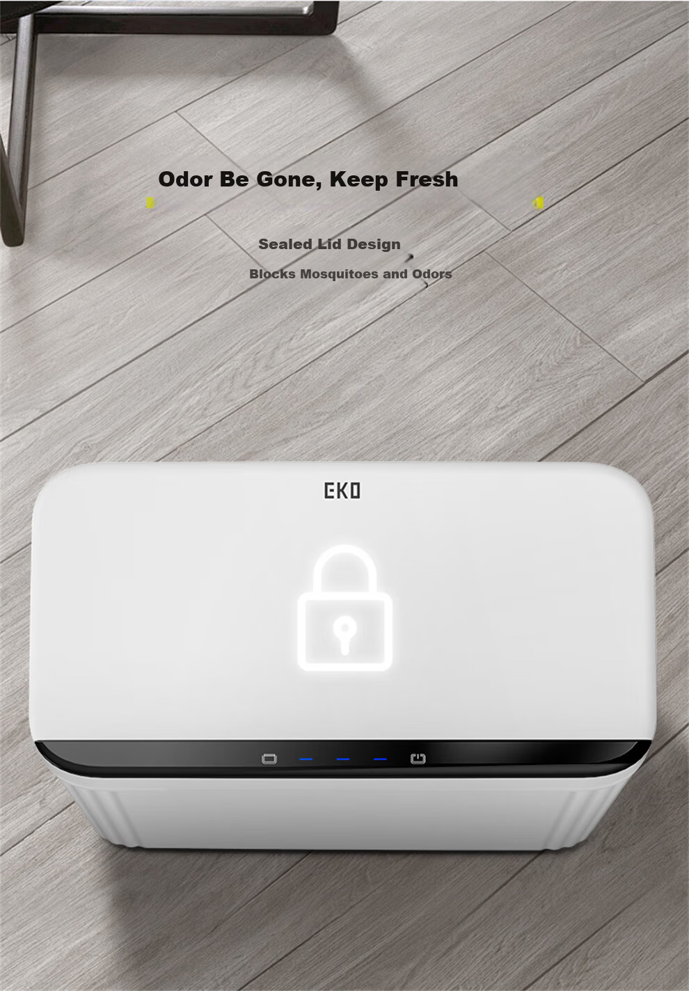 EKO Smart Sensor Trash Can 10L Matte White with Lid Stainless Steel Recommended by Zhang Ruoyun 9677 5