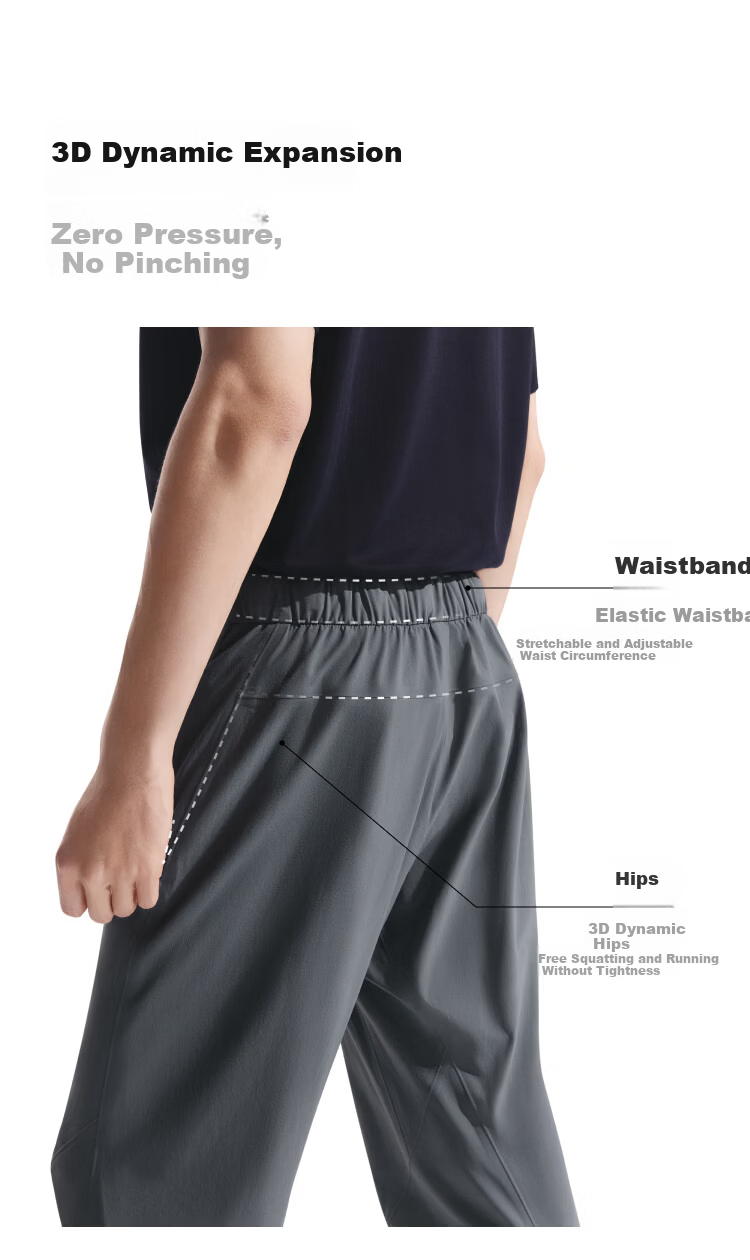 Beneunder Men's Wide-Leg High-Elastic Cooling Outdoor Commuter Casual Pants EL003 Ink Gray S 10