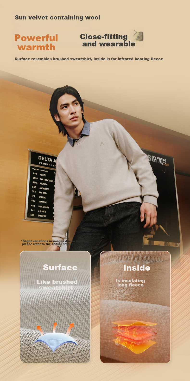 Hodo Anti-Pilling Wool Blend Fleece-Lined Two-in-One Thermal Warm Shirt Collar Sweater for Men 5