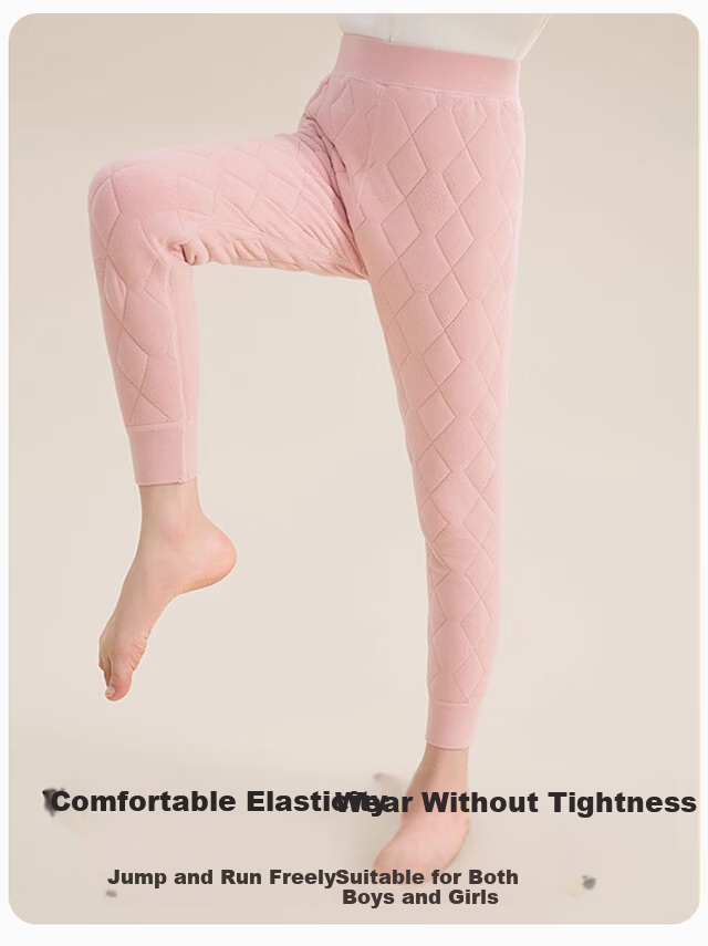 XUEXIMAN Kids Thermal Underwear Autumn Winter Thickened 100% Wool Lined Warm Pants Girls School Uniform Essential 7