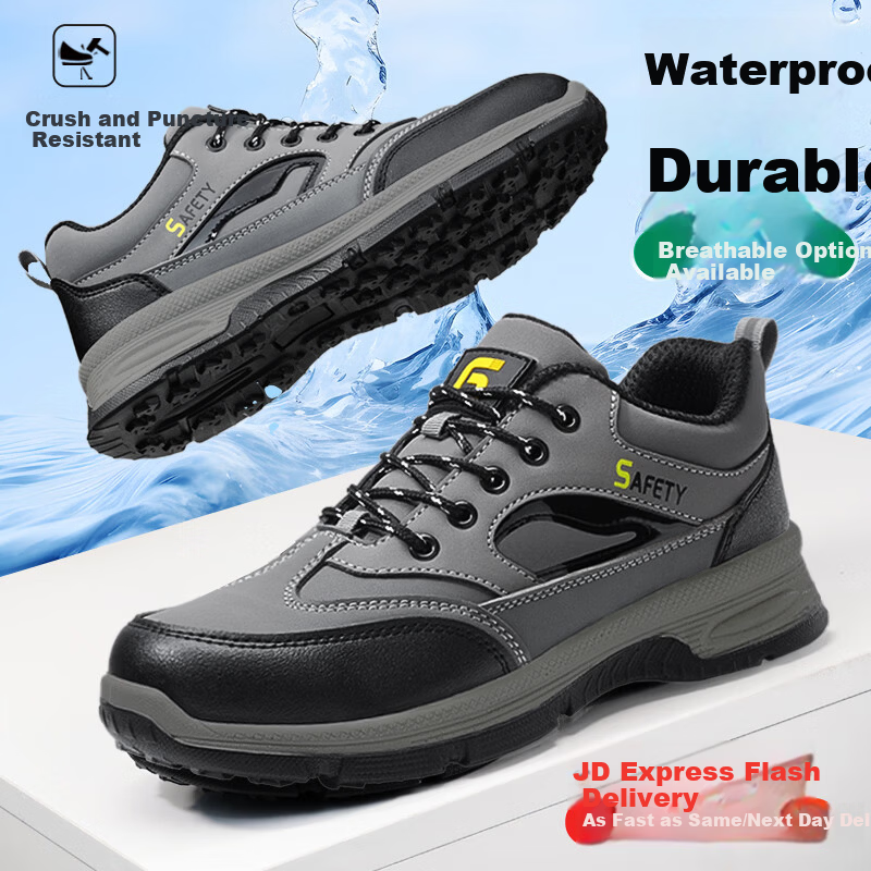 GUYISA Men's Safety Work Shoes Steel Toe Waterproof Anti-Smash Anti-Puncture Lightweight Comfortable Construction Shoes F116 Size 42